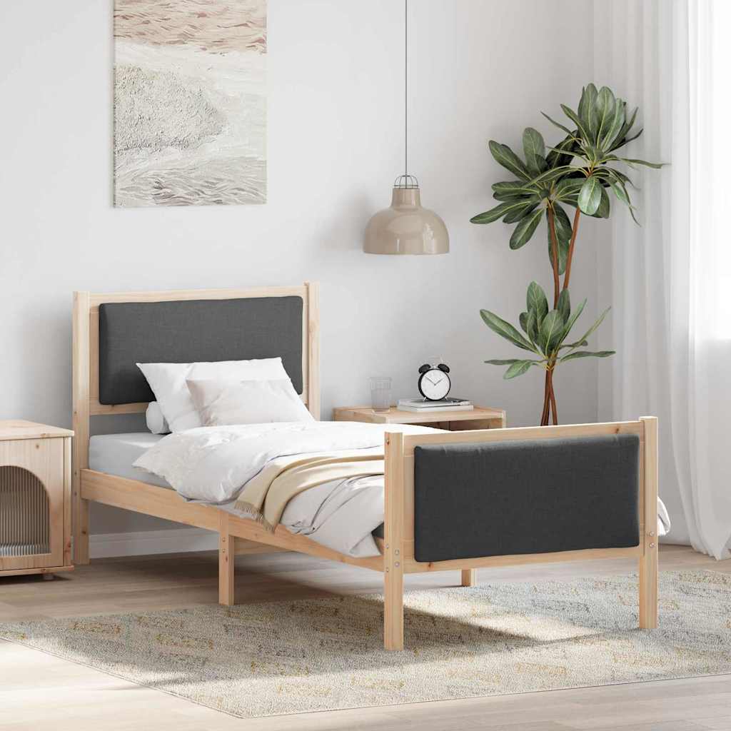 Krevetna konstrukcija Tamno siva 75 x 190 cm tkanina