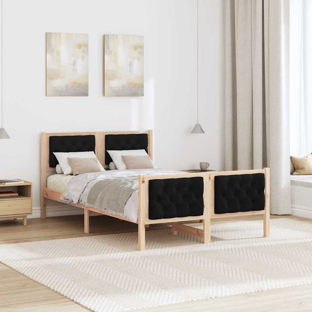 Krevetna konstrukcija Crna 120 x 200 cm Čvrsto borovo drvo