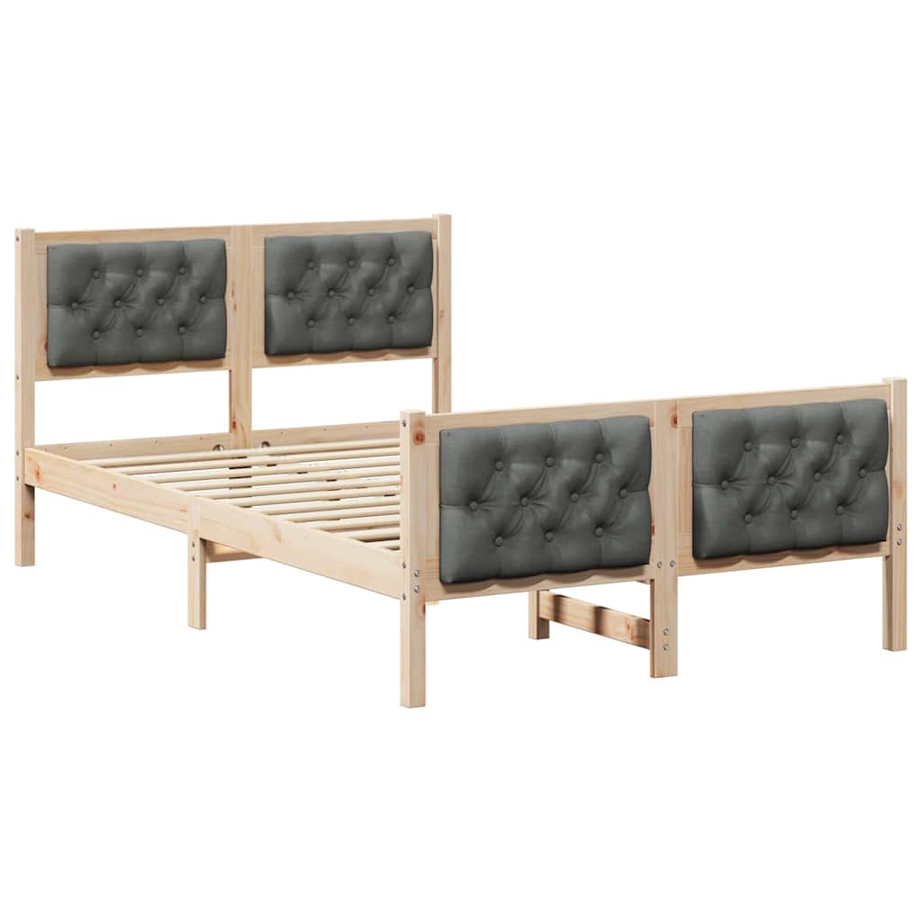 Krevetna konstrukcija s uzglavljem Tamno siva 135 x 190 cm