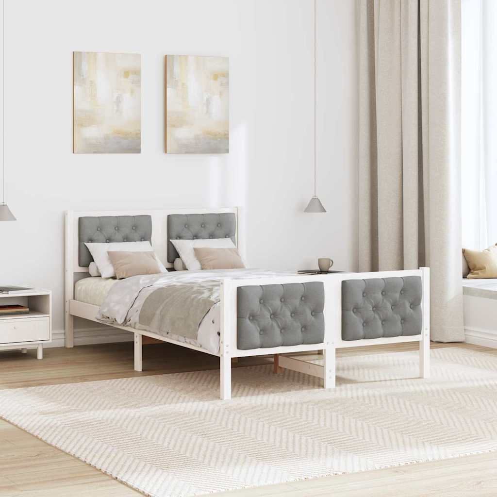 Krevetna konstrukcija s uzglavljem Svijetlo siva 135 x 190 cm