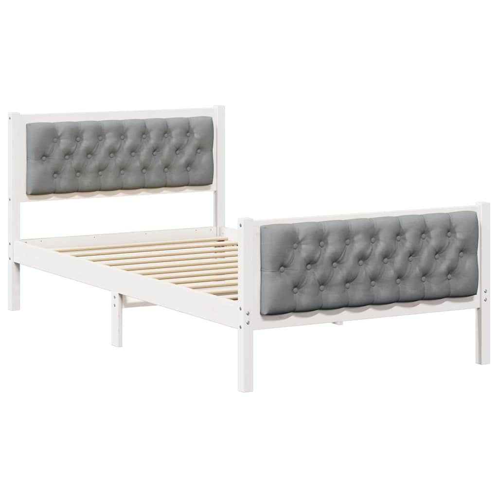 Krevetna konstrukcija s uzglavljem Svijetlo siva 100 x 200 cm Bijela