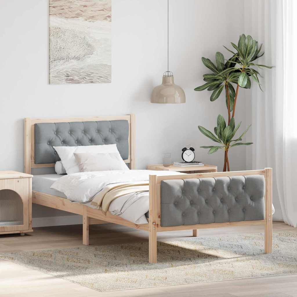 Krevetna konstrukcija s uzglavljem Svijetlo siva 90 x 200 cm
