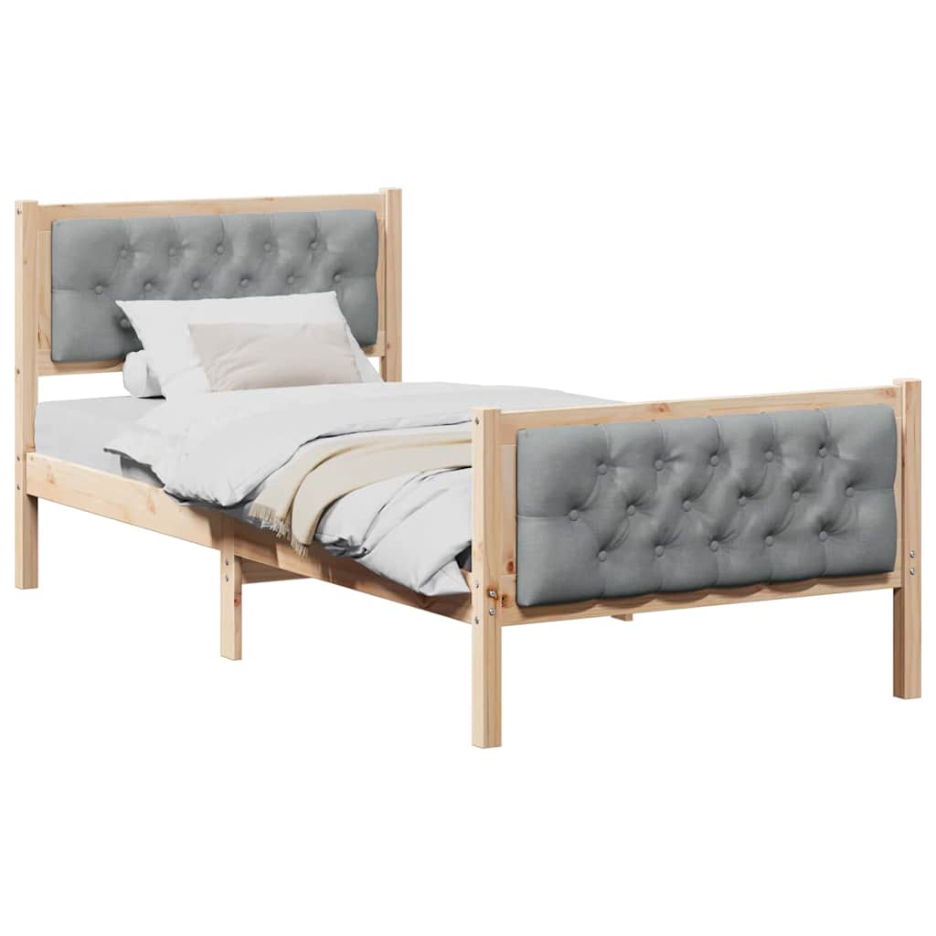Krevetna konstrukcija s uzglavljem Svijetlo siva 90 x 200 cm