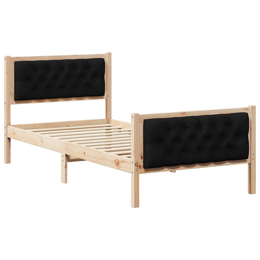 Krevetna konstrukcija Crna 90 x 200 cm Čvrsto borovo drvo