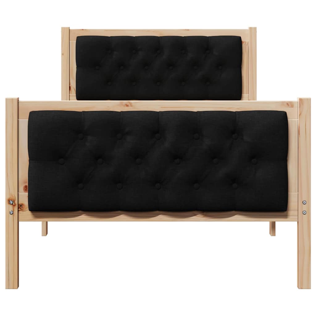 Krevetna konstrukcija Crna 90 x 200 cm Čvrsto borovo drvo