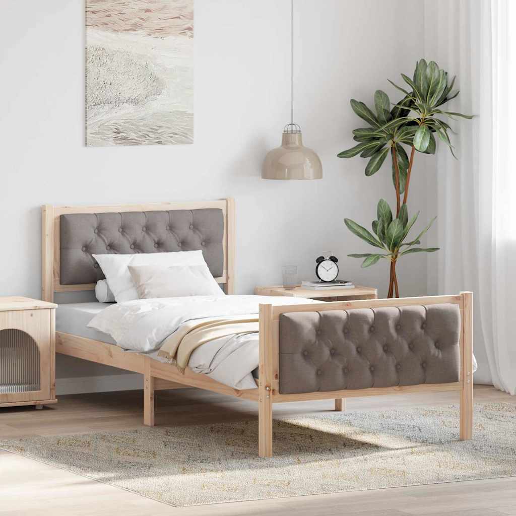 Krevetna konstrukcija Sivo-smeđa 90 x 200 cm Čvrsto borovo drvo