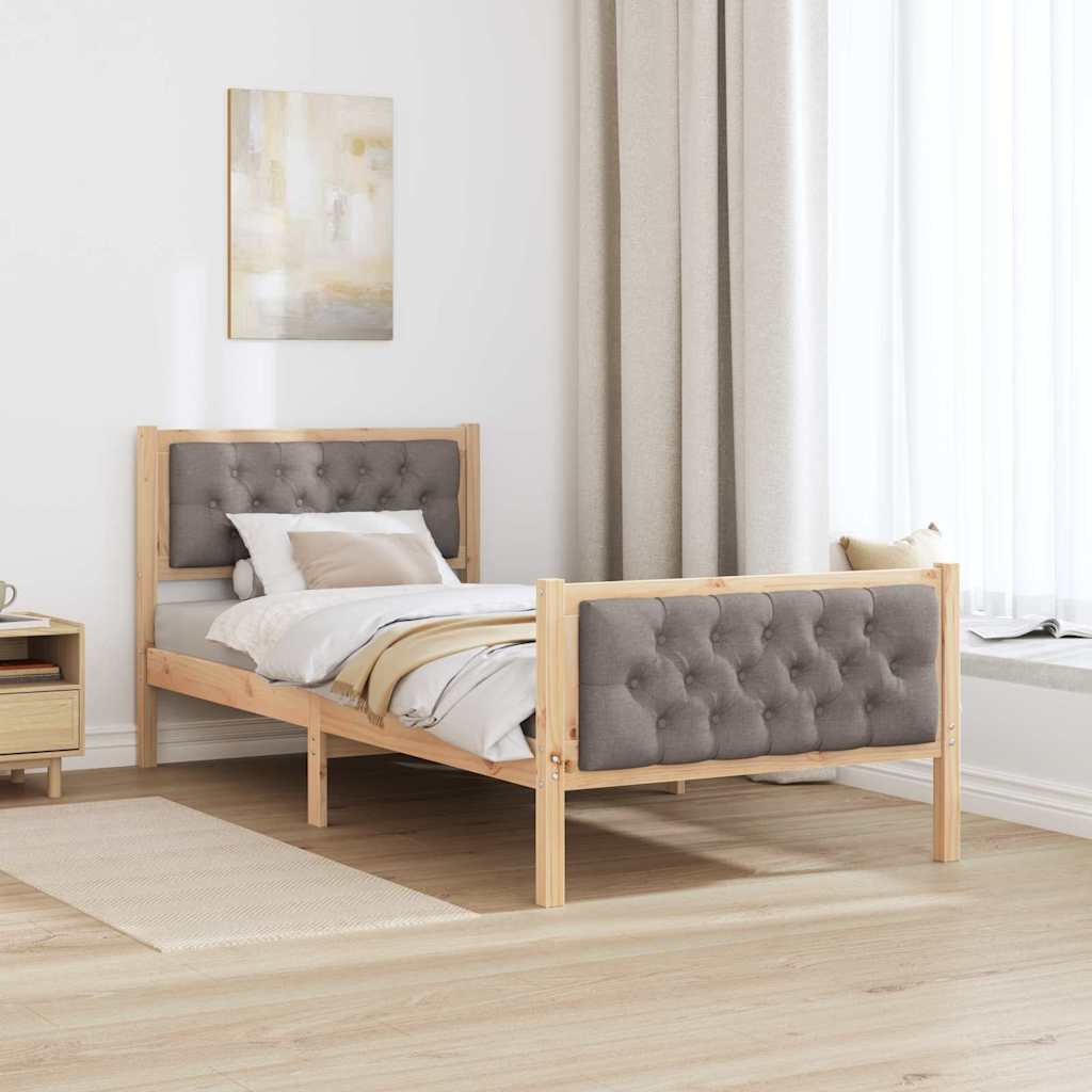 Krevetna konstrukcija Sivo-smeđa 90 x 200 cm Čvrsto borovo drvo