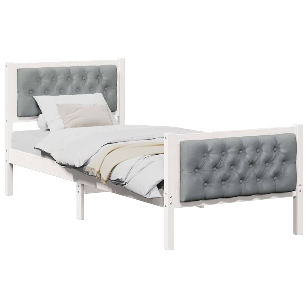 Krevetna konstrukcija s uzglavljem Svijetlo siva 80 x 200 cm Bijela