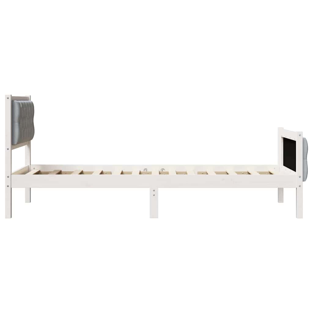 Krevetna konstrukcija s uzglavljem Svijetlo siva 80 x 200 cm Bijela