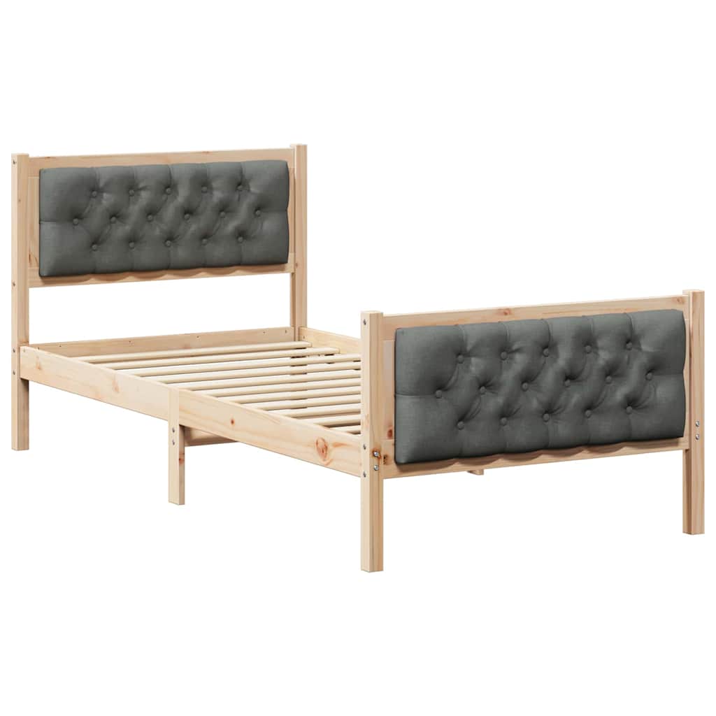 Krevetna konstrukcija Tamno siva 90 x 190 cm Čvrsto borovo drvo