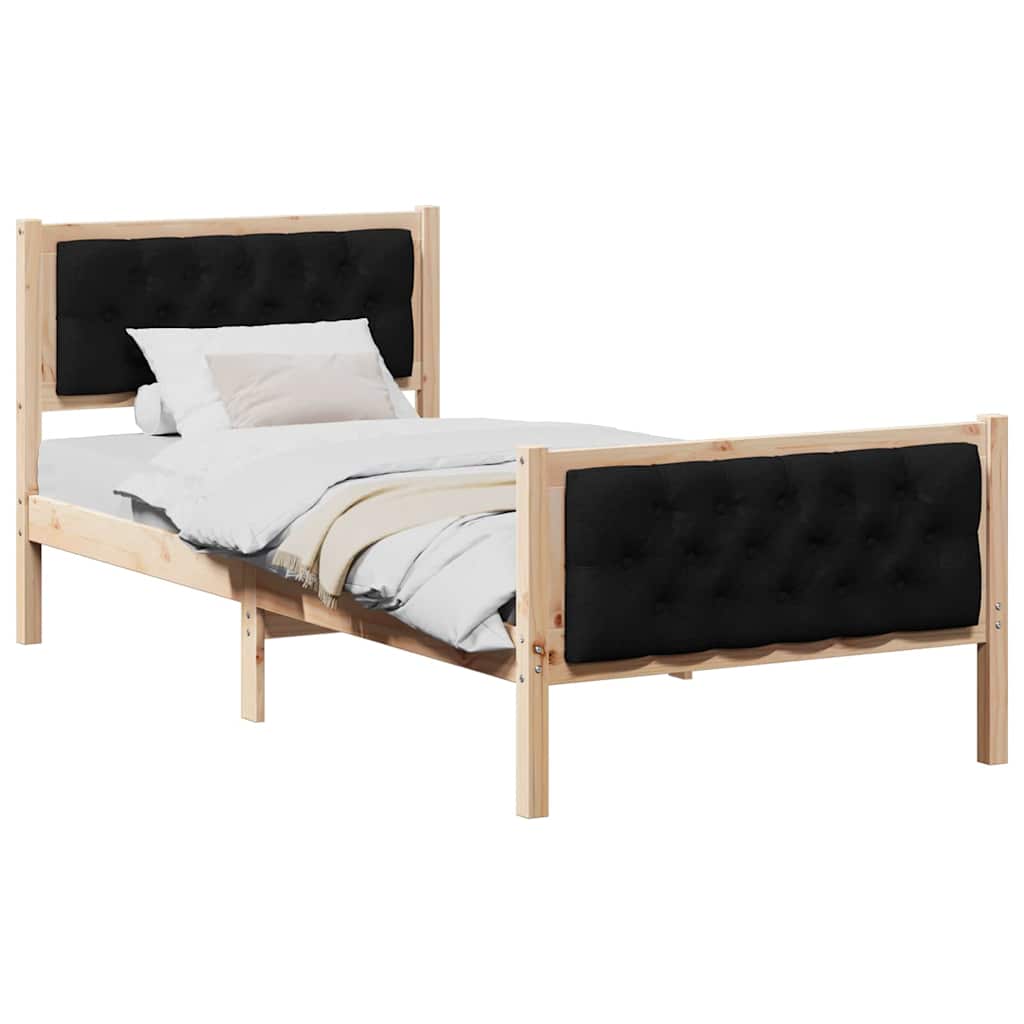 Krevetna konstrukcija Crna 90 x 190 cm Čvrsto borovo drvo