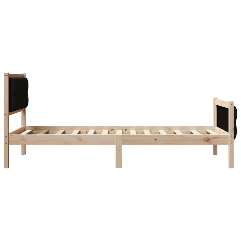 Krevetna konstrukcija Crna 90 x 190 cm Čvrsto borovo drvo