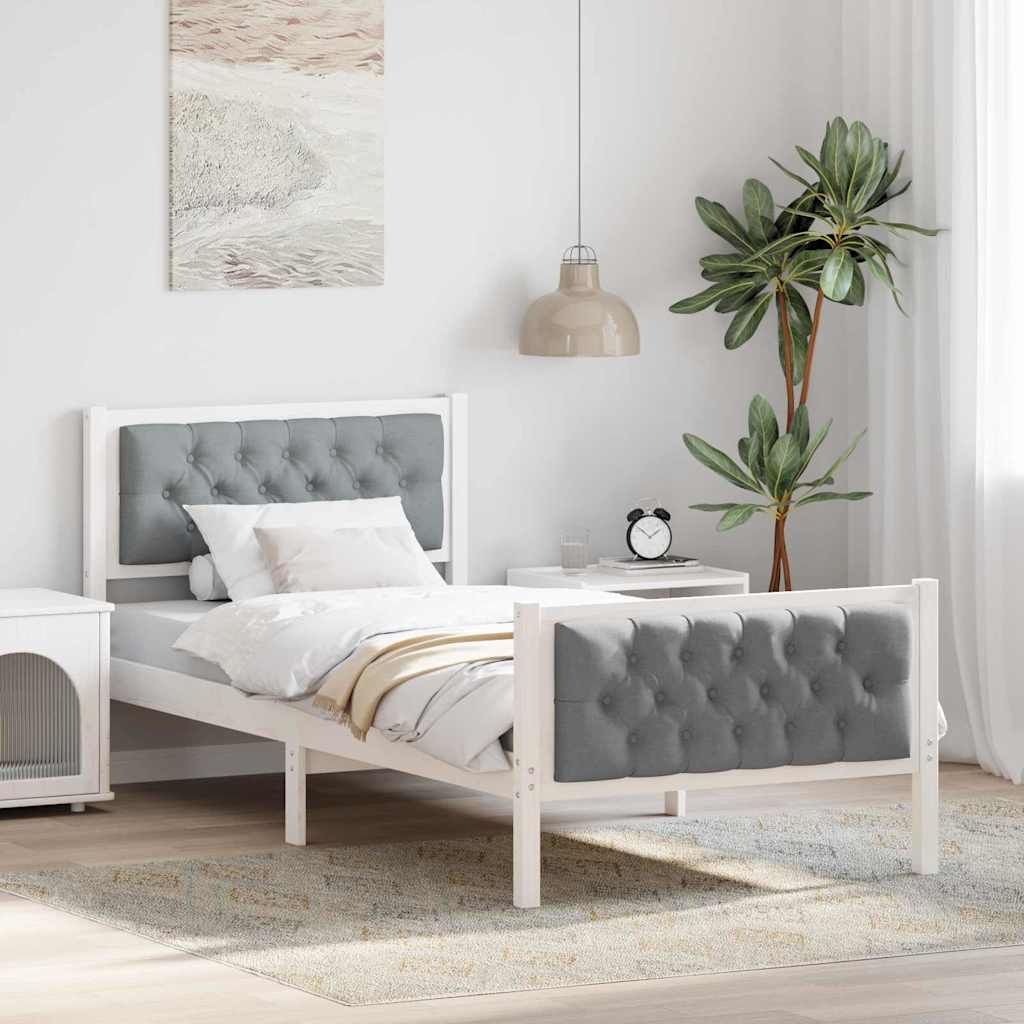 Krevetna konstrukcija s uzglavljem Svijetlo siva 90 x 190 cm