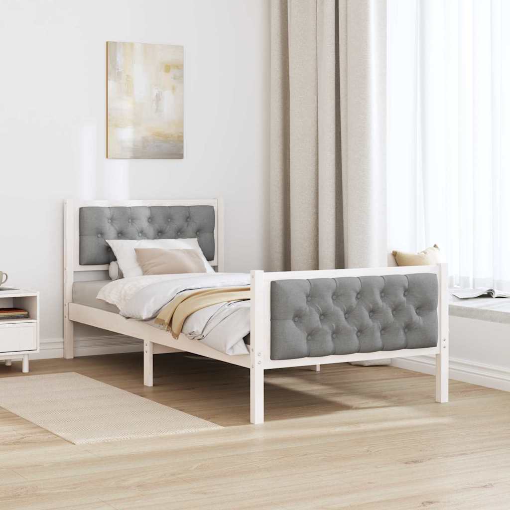 Krevetna konstrukcija s uzglavljem Svijetlo siva 90 x 190 cm