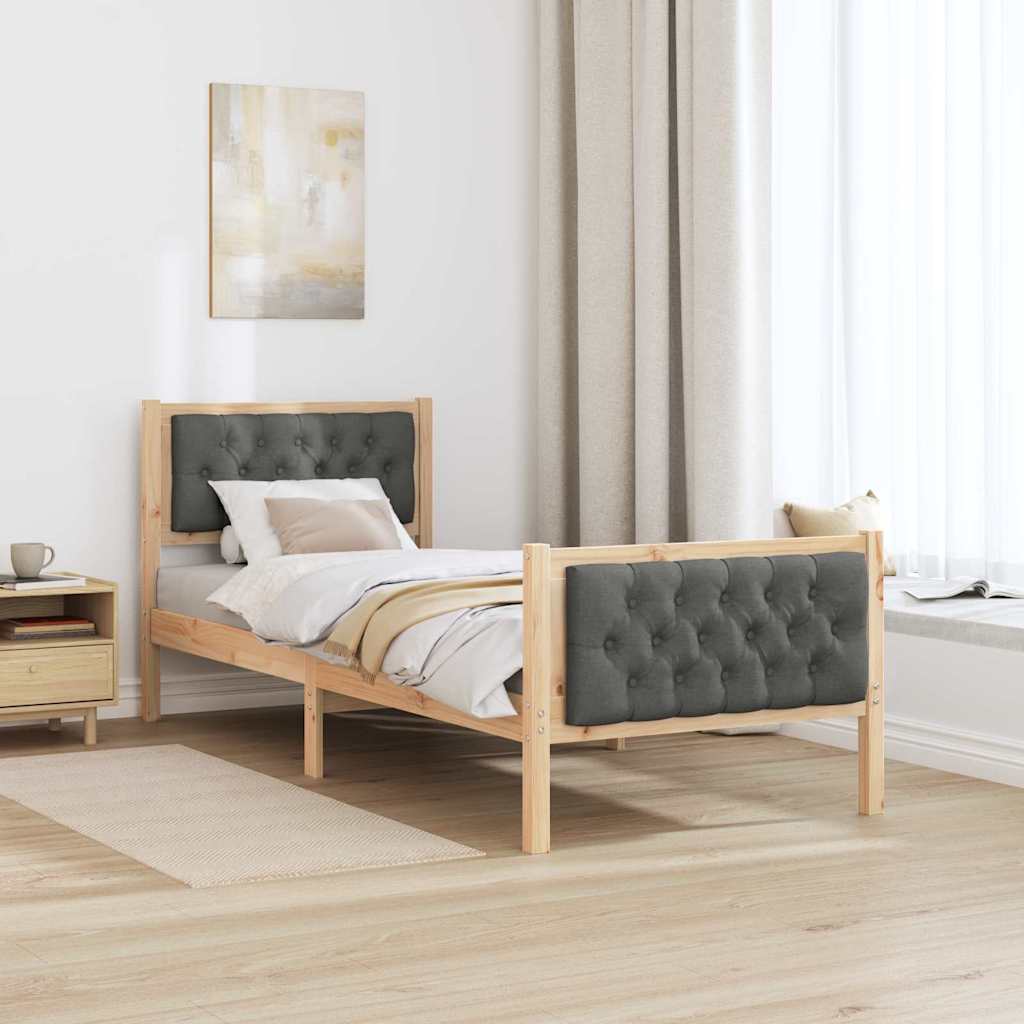 Krevetna konstrukcija Tamno siva 75 x 190 cm Čvrsto borovo drvo
