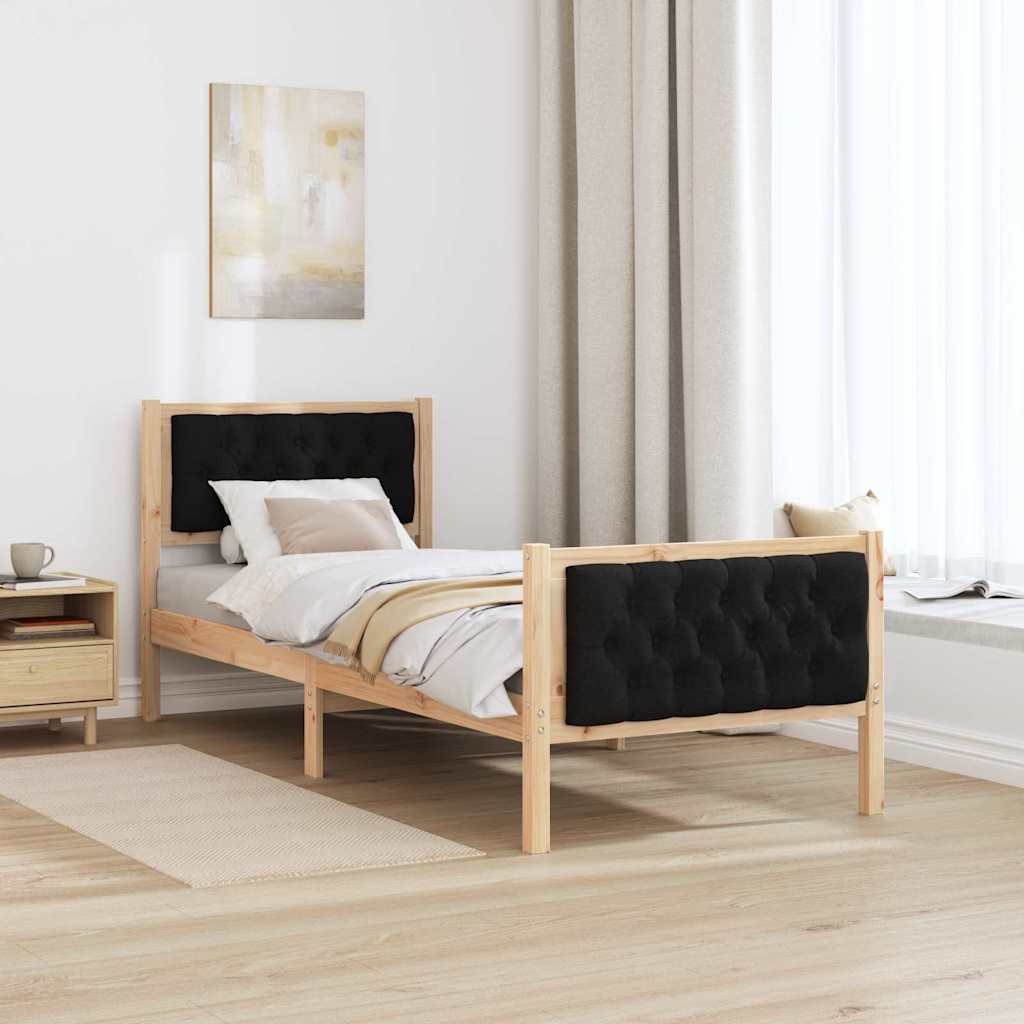 Krevetna konstrukcija Crna 75 x 190 cm Čvrsto borovo drvo