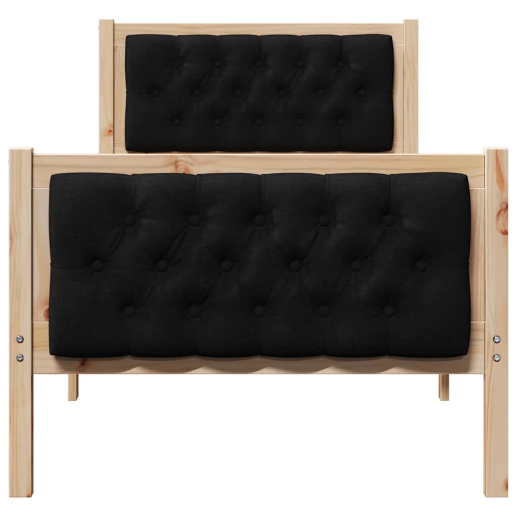 Krevetna konstrukcija Crna 75 x 190 cm Čvrsto borovo drvo