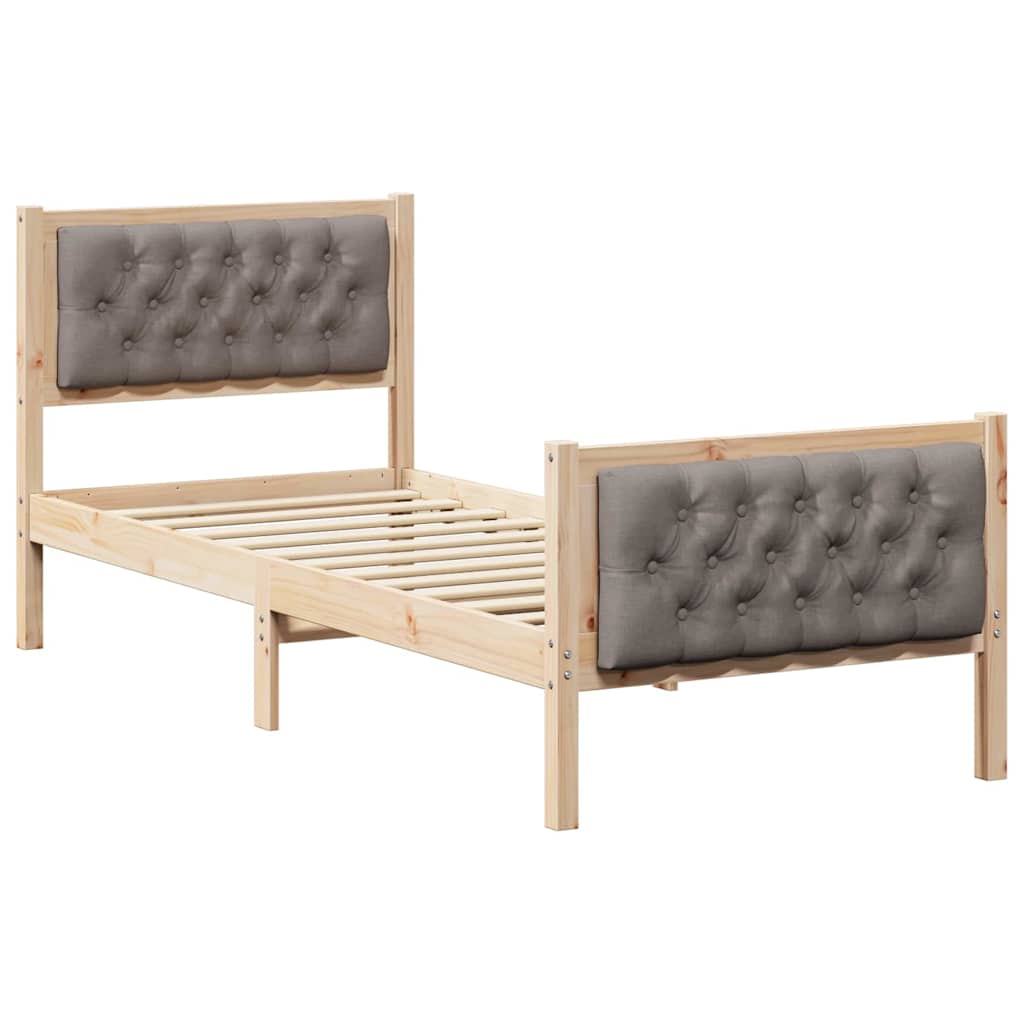Krevetna konstrukcija Sivo-smeđa 75 x 190 cm Čvrsto borovo drvo