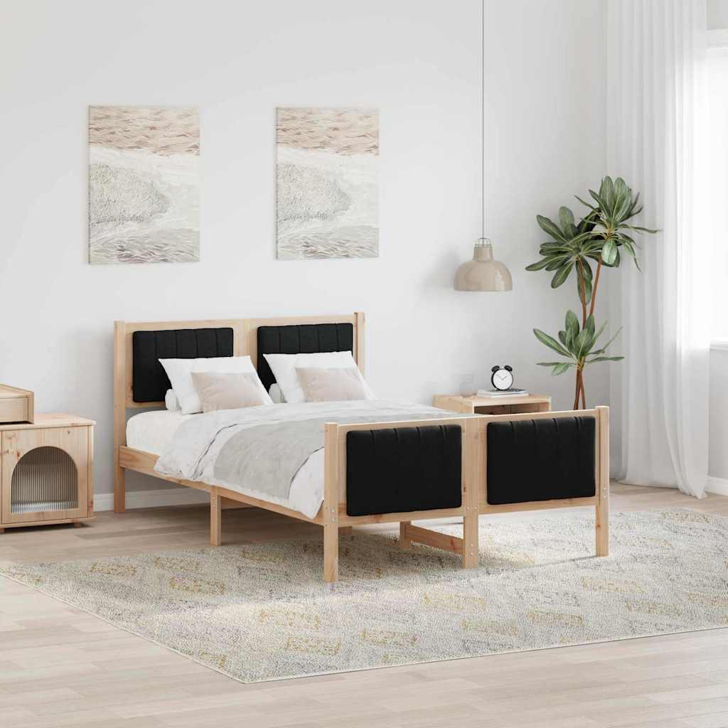 Okvir kreveta Smeđa i crna 120 x 200 cm Masivna borovina