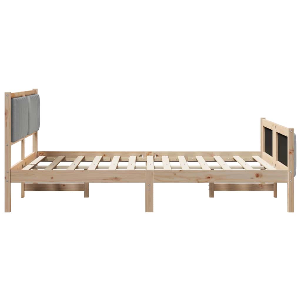 Okvir kreveta s uzglavljem Smeđa i svijetlo siva 135 x 190 cm