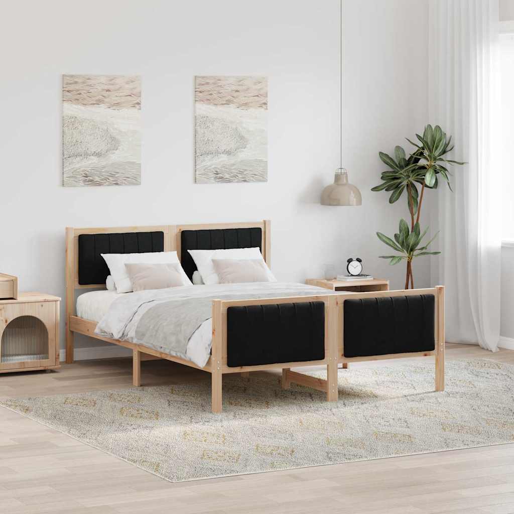 Okvir kreveta Smeđa i crna 135 x 190 cm Masivna borovina