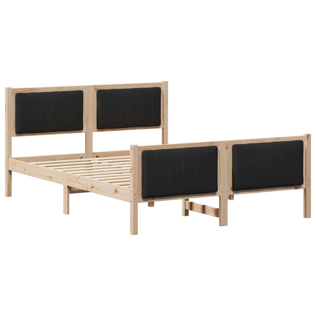 Okvir kreveta Smeđa i crna 135 x 190 cm Masivna borovina