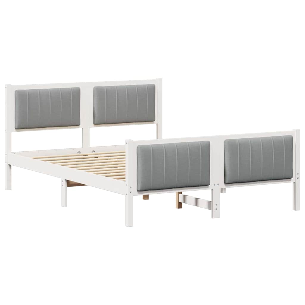 Okvir kreveta s uzglavljem Bijela i svijetlosiva 135 x 190 cm