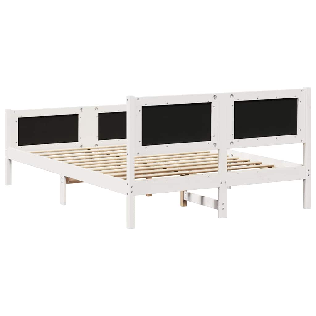 Okvir kreveta s uzglavljem Bijela i svijetlosiva 135 x 190 cm