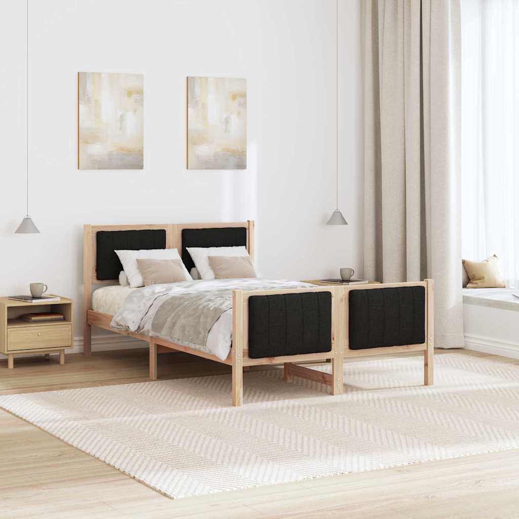 Okvir kreveta Smeđa i crna 120 x 190 cm Masivna borovina