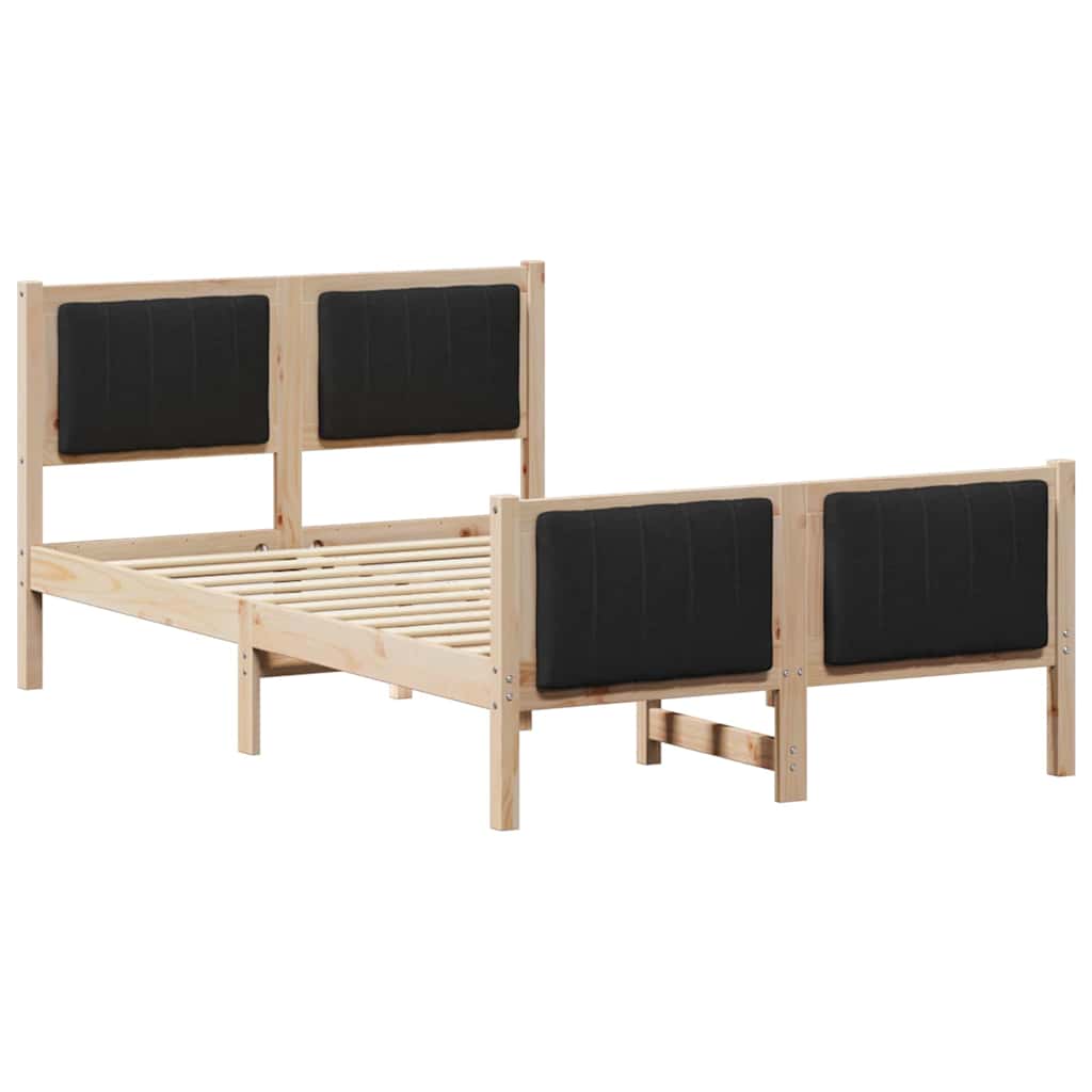 Okvir kreveta Smeđa i crna 120 x 190 cm Masivna borovina