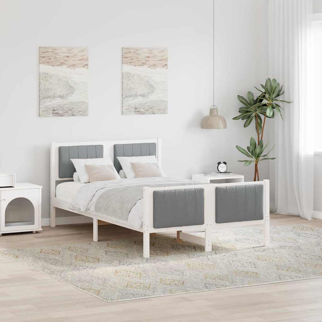 Okvir kreveta s uzglavljem Bijela i svijetlosiva 120 x 190 cm