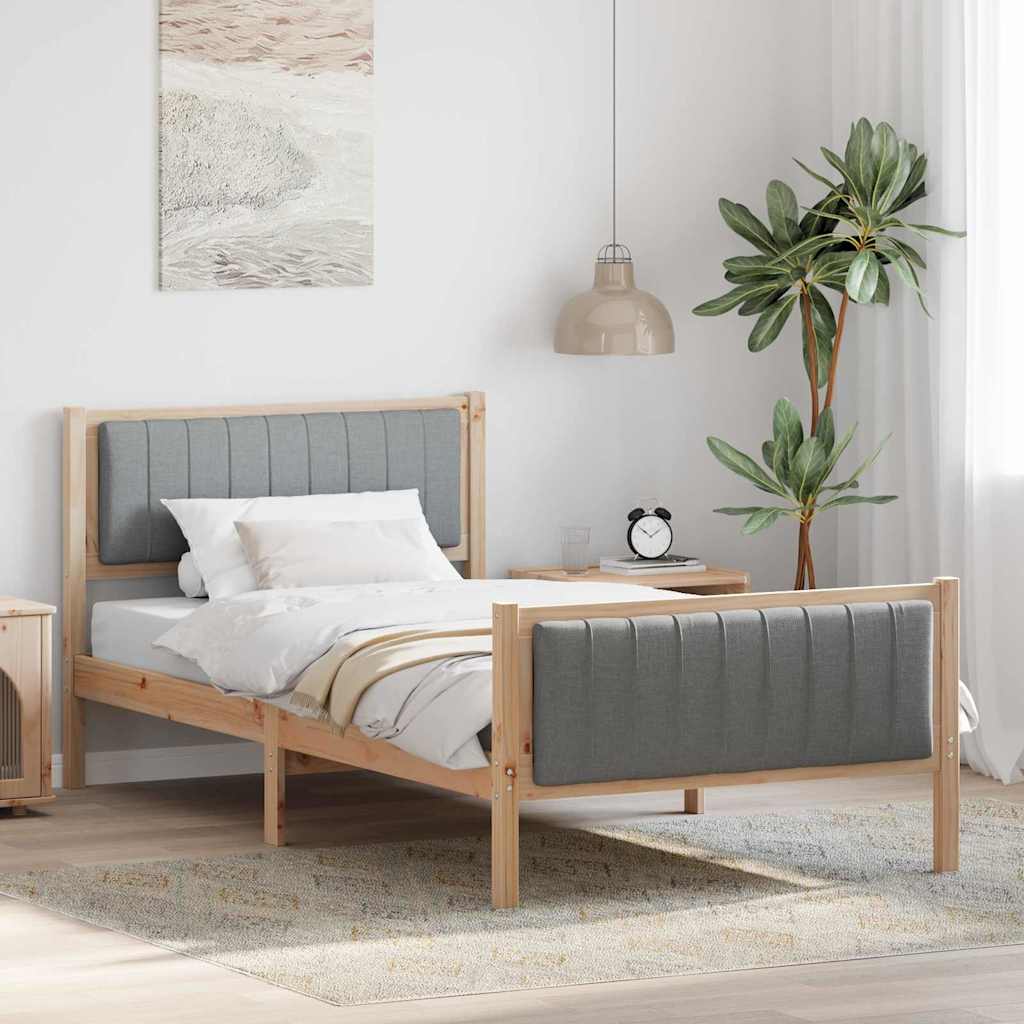 Okvir kreveta s uzglavljem Smeđa i svijetlo siva 100 x 200 cm