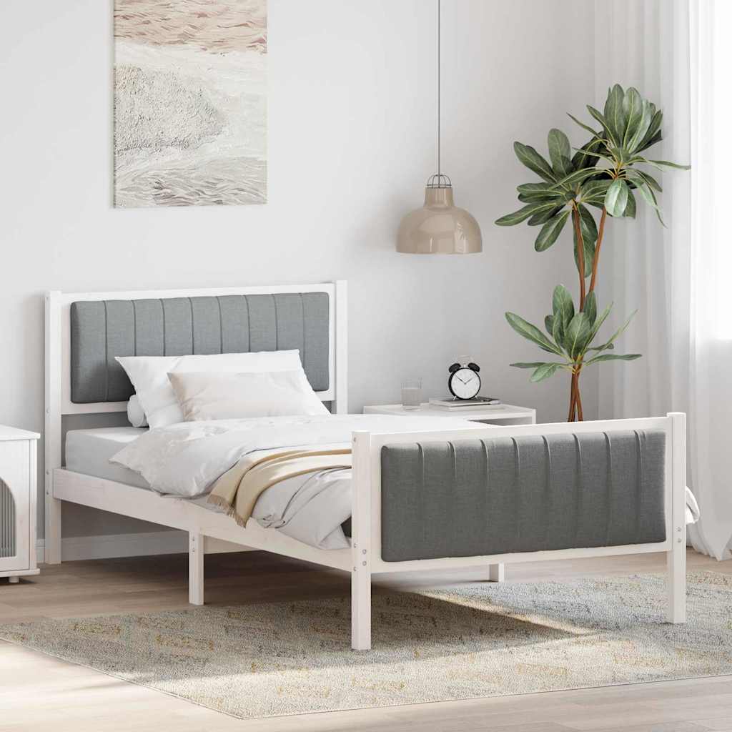 Okvir kreveta s uzglavljem Bijela i svijetlosiva 100 x 200 cm