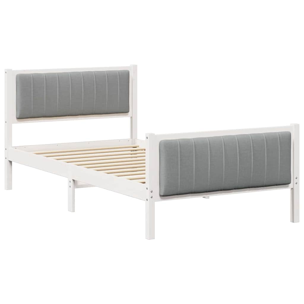 Okvir kreveta s uzglavljem Bijela i svijetlosiva 100 x 200 cm