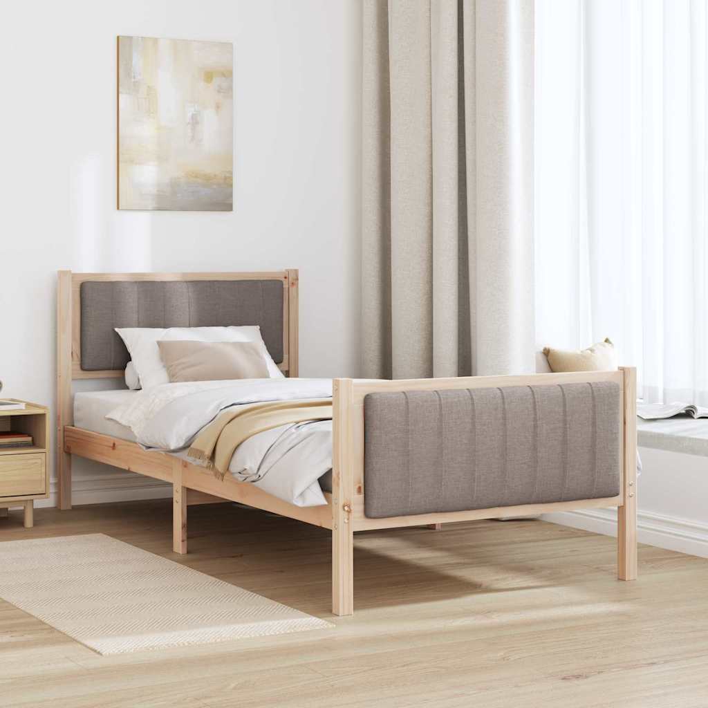 Okvir kreveta Smeđa i taupe 90 x 200 cm Masivna borovina