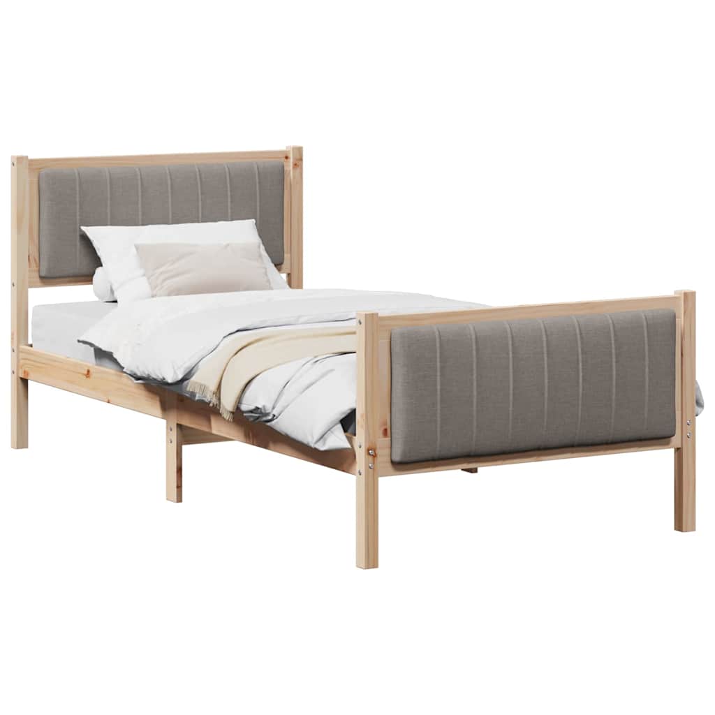 Okvir kreveta Smeđa i taupe 90 x 200 cm Masivna borovina