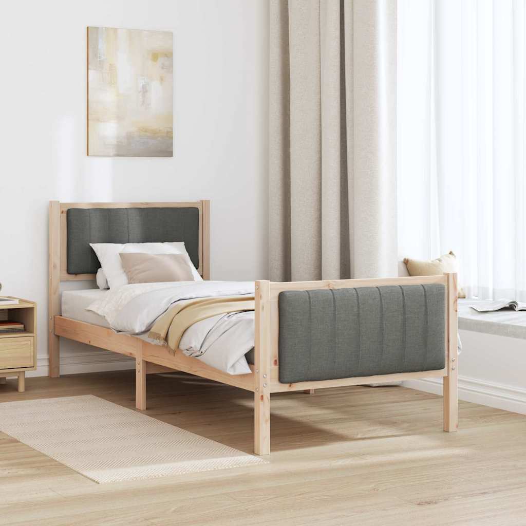 Okvir kreveta smeđe i tamnosivo 80 x 200 cm Masivna borovina