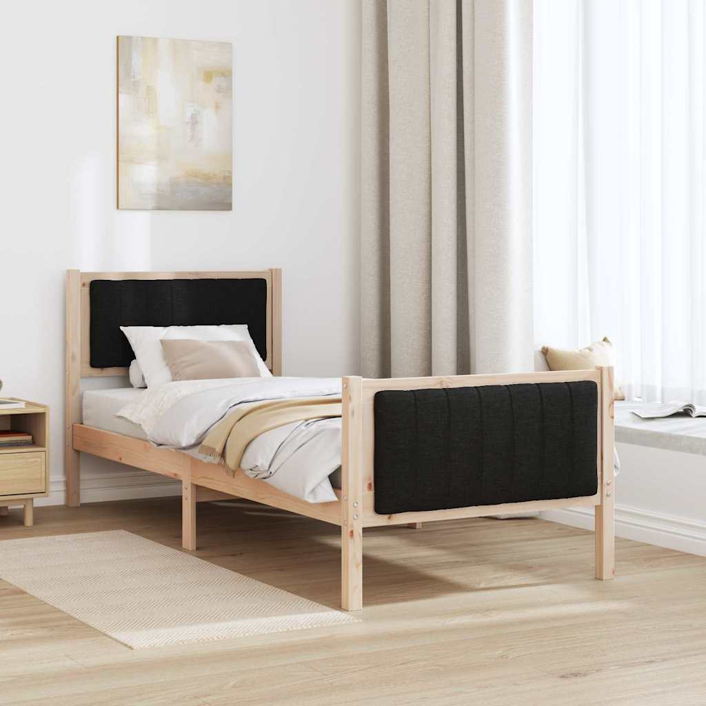Okvir kreveta Smeđa i crna 80 x 200 cm Masivna borovina