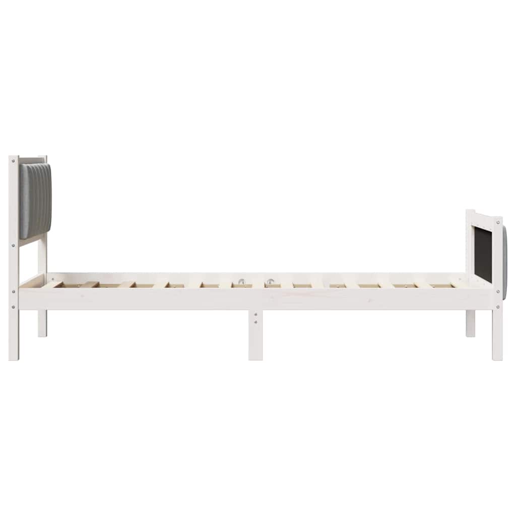 Okvir kreveta s uzglavljem Bijela i svijetlosiva 80 x 200 cm