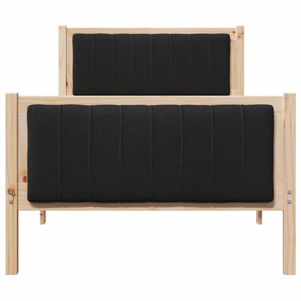 Okvir kreveta Smeđa i crna 90 x 190 cm Masivna borovina