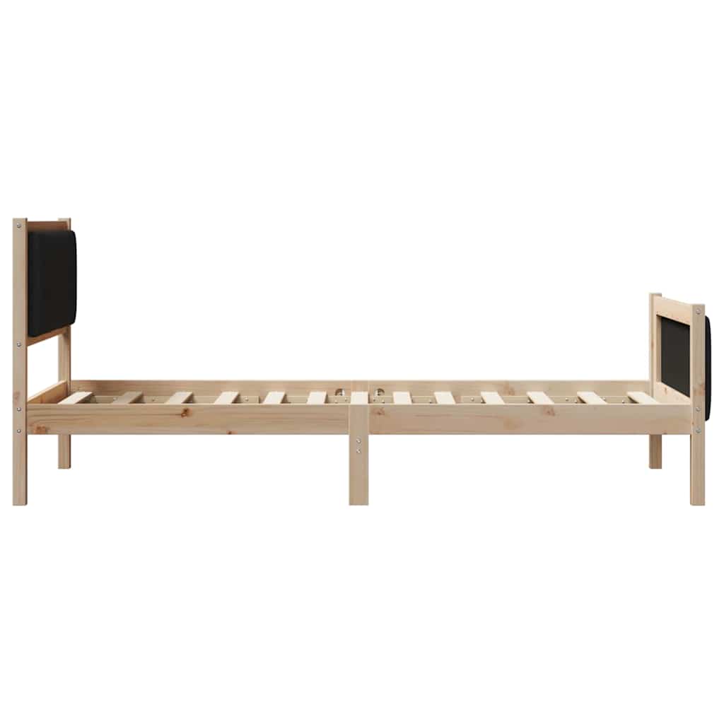 Okvir kreveta Smeđa i crna 90 x 190 cm Masivna borovina