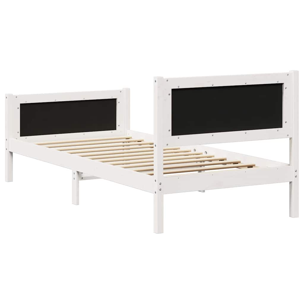 Okvir kreveta s uzglavljem Bijela i svijetlosiva 90 x 190 cm