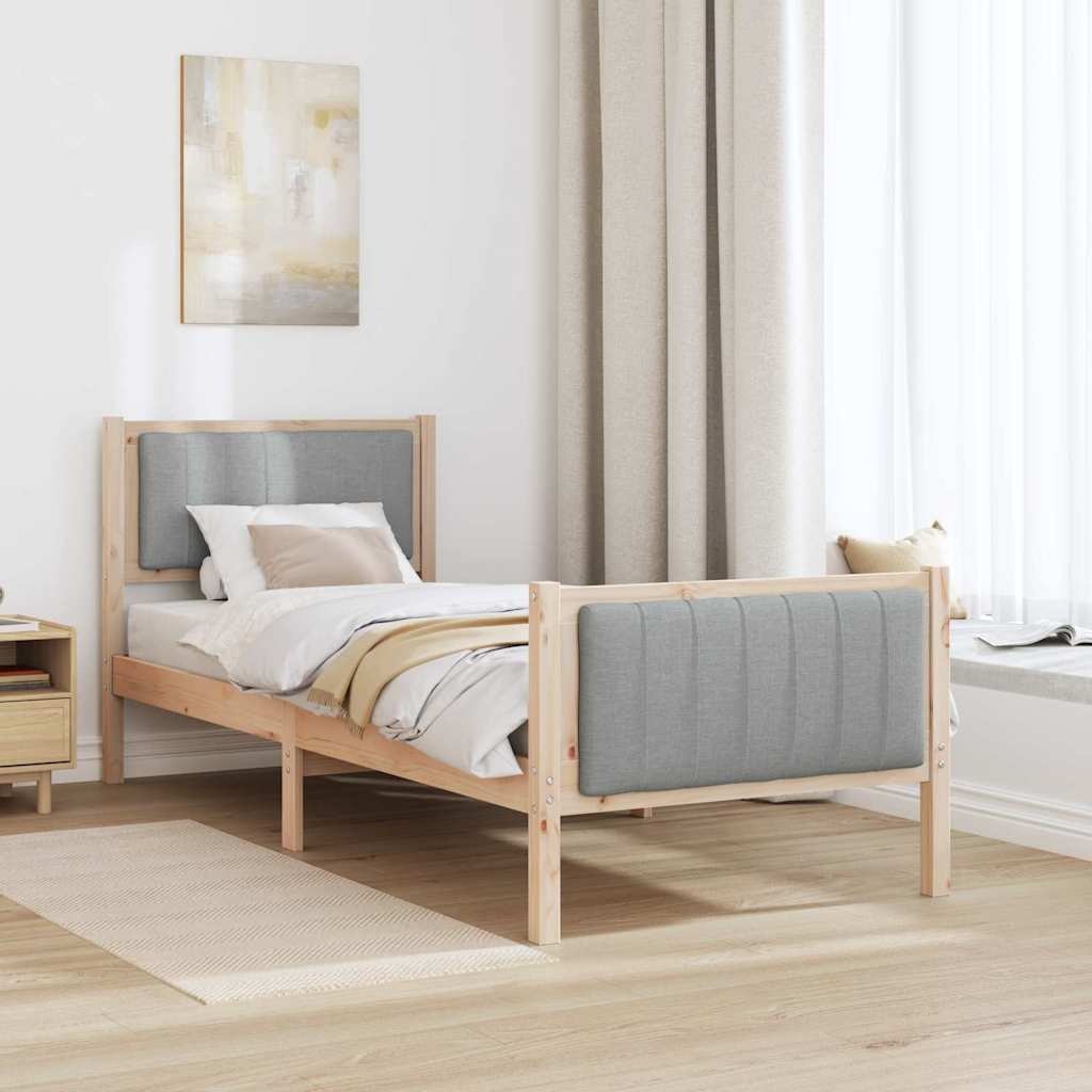 Okvir kreveta s uzglavljem Smeđa i svijetlo siva 75 x 190 cm