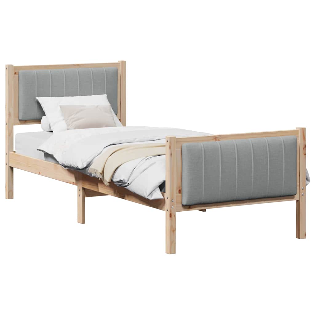 Okvir kreveta s uzglavljem Smeđa i svijetlo siva 75 x 190 cm