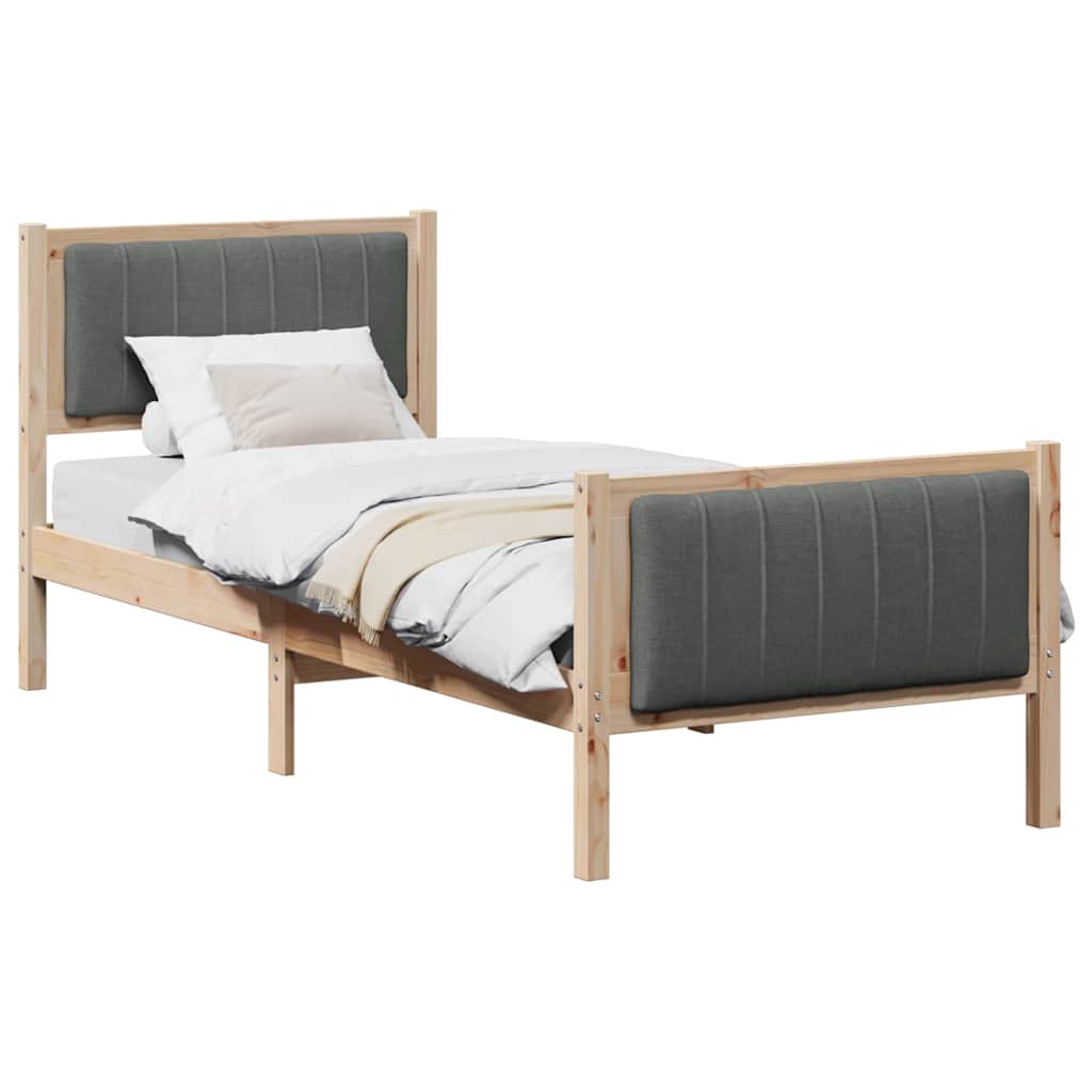 Okvir kreveta smeđe i tamnosivo 75 x 190 cm Masivna borovina