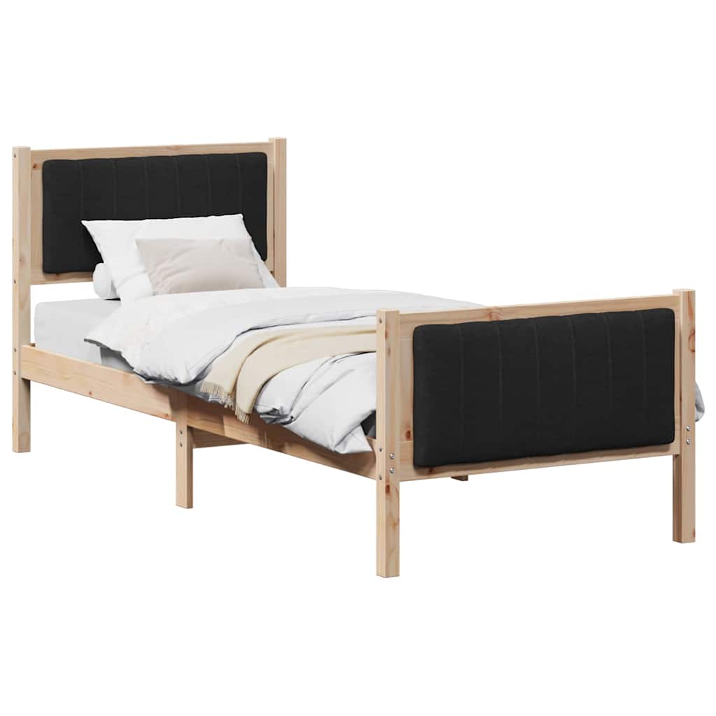 Okvir kreveta Smeđa i crna 75 x 190 cm Masivna borovina