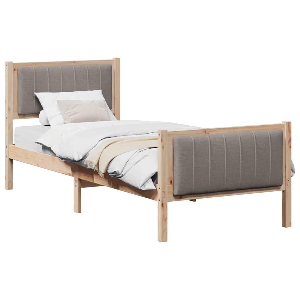 Okvir kreveta Smeđa i taupe 75 x 190 cm Masivna borovina