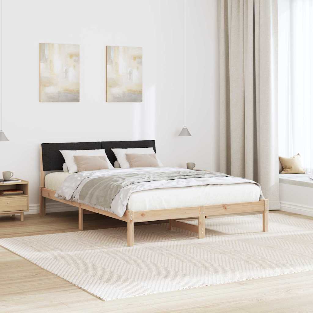 Okvir kreveta Smeđa i crna 160 x 200 cm Masivna borovina