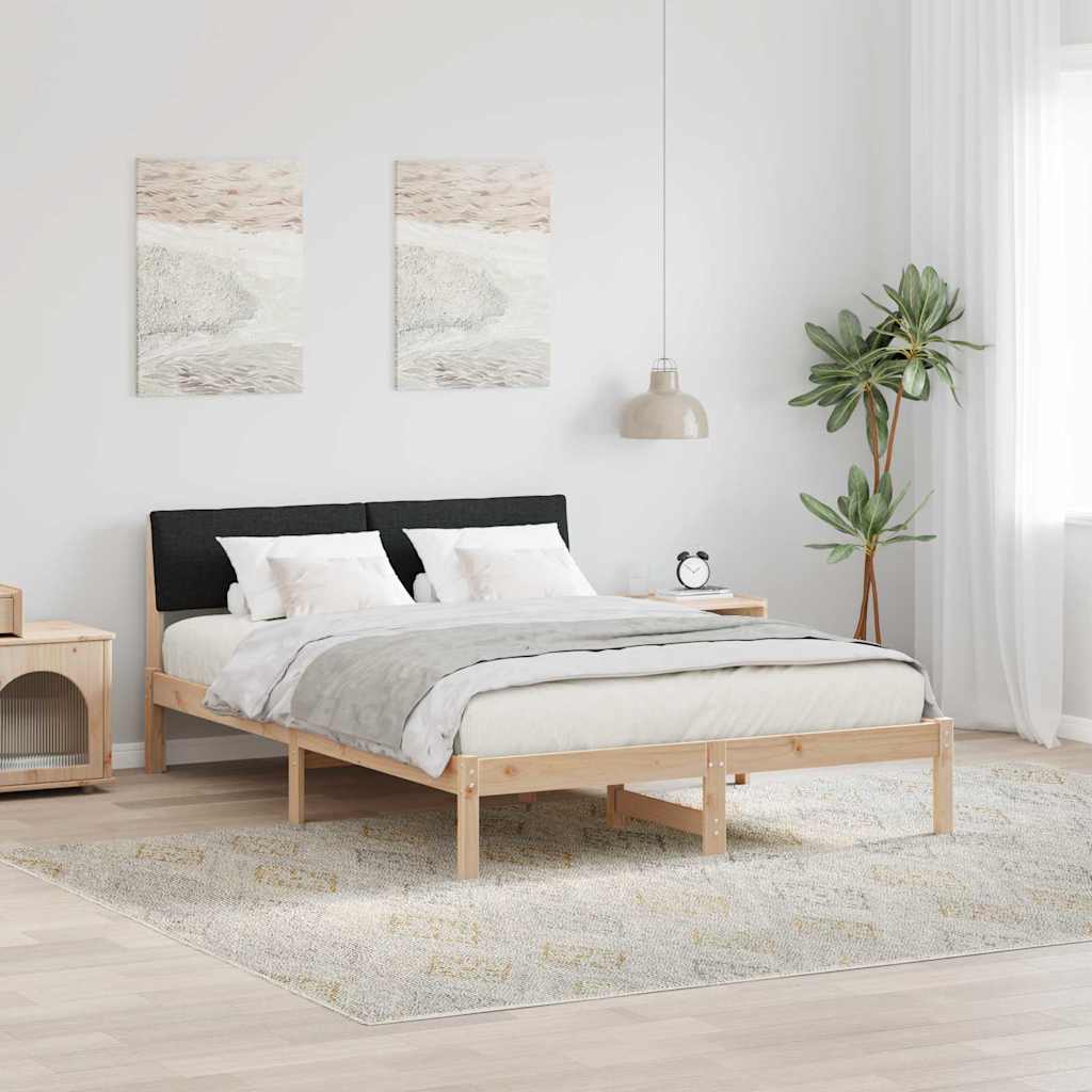 Okvir kreveta Smeđa i crna 150 x 200 cm Masivna borovina