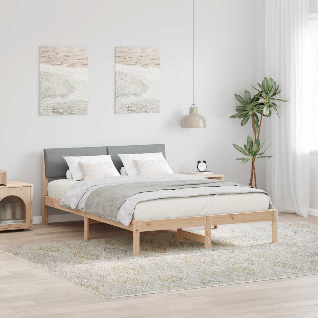 Okvir kreveta s uzglavljem Smeđa i svijetlo siva 140 x 200 cm
